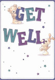Radiating gentle joy, this illustrated get well card features two irresistibly sweet friends-a teddy bear with soft golden fur and a beaming puppy with velvety ears-playfully clutching and balancing the bold, colourful letters that spell 'Get Well.' Indigo and teal shades in the text pop against a smooth cream background, infusing the scene with cheerful vibrancy. Sprinkled around the characters are delicate blue and purple stars, twinkling like tiny promises of optimism on a fresh Belsize morning. The artwork's textures evoke the same comfort found in the soft petals of a bouquet from a local florist; the fur details invite the touch, adding to the card's warm embrace. There's a profound yet lighthearted energy at play-an illustration that feels as comforting as a stroll through Belsize Park Gardens when spirits need lifting. Whether delivered alongside a bouquet to a neighbour recovering near Haverstock Hill or sent as a stand-alone gesture of care, this card is more than a message-it's a heartfelt salve, crafted with the kind of sincerity and warmth that define our Belsize Park community.